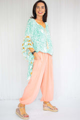 Lyla Linen Style Trouser in Coral