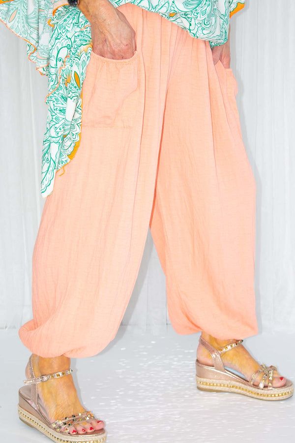 Lyla Linen Style Trouser in Coral