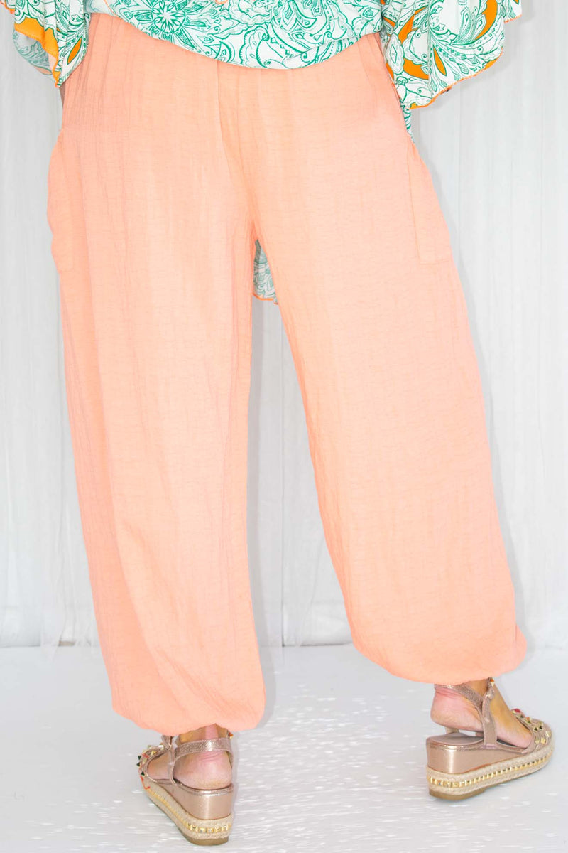 Lyla Linen Style Trouser in Coral