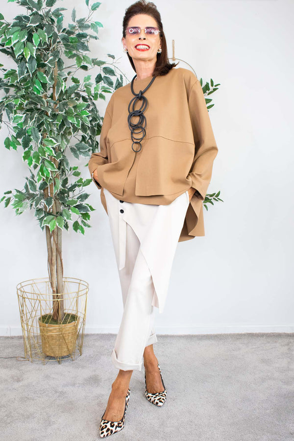 Cora Scuba Top in Camel