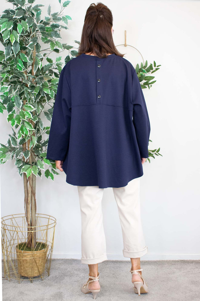 Cora Scuba Top in Navy