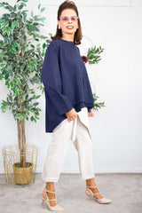 Cora Scuba Top in Navy