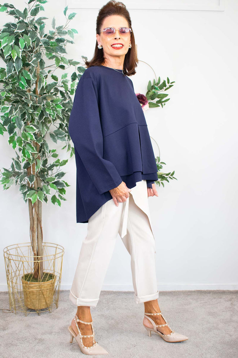 Cora Scuba Top in Navy