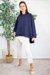 Cora Scuba Top in Navy