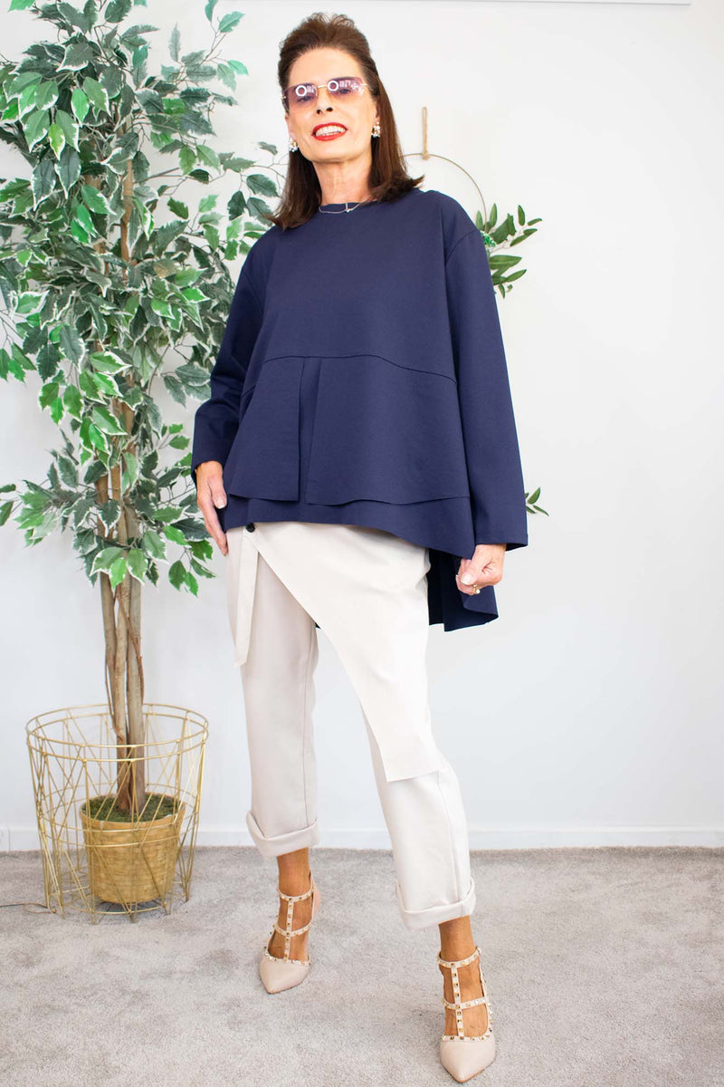 Cora Scuba Top in Navy