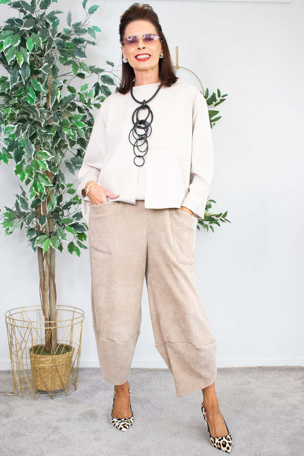 Chenille Cord Trouser  in Beige