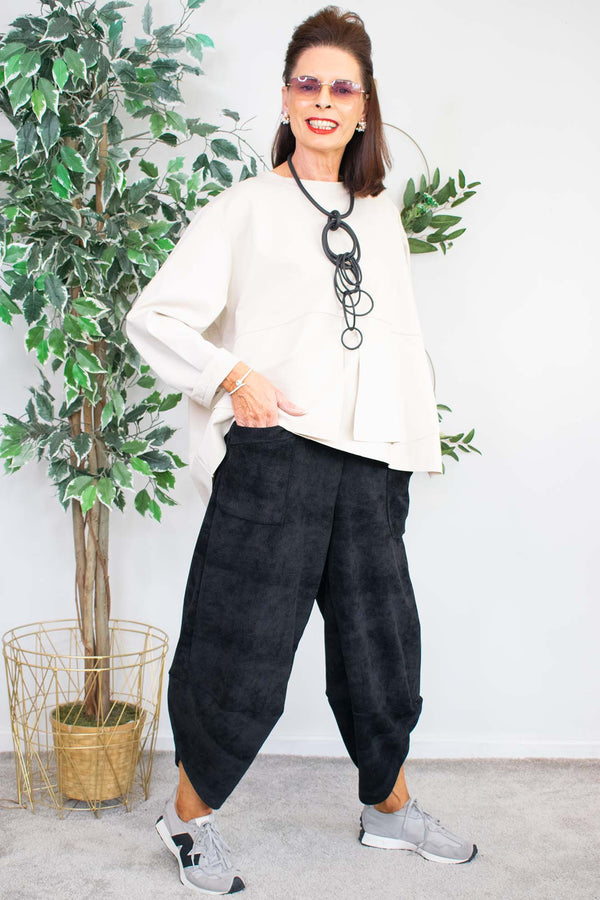 Chenille Cord Trouser in Black