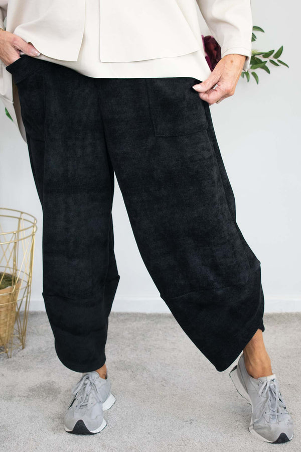 Chenille Cord Trouser in Black