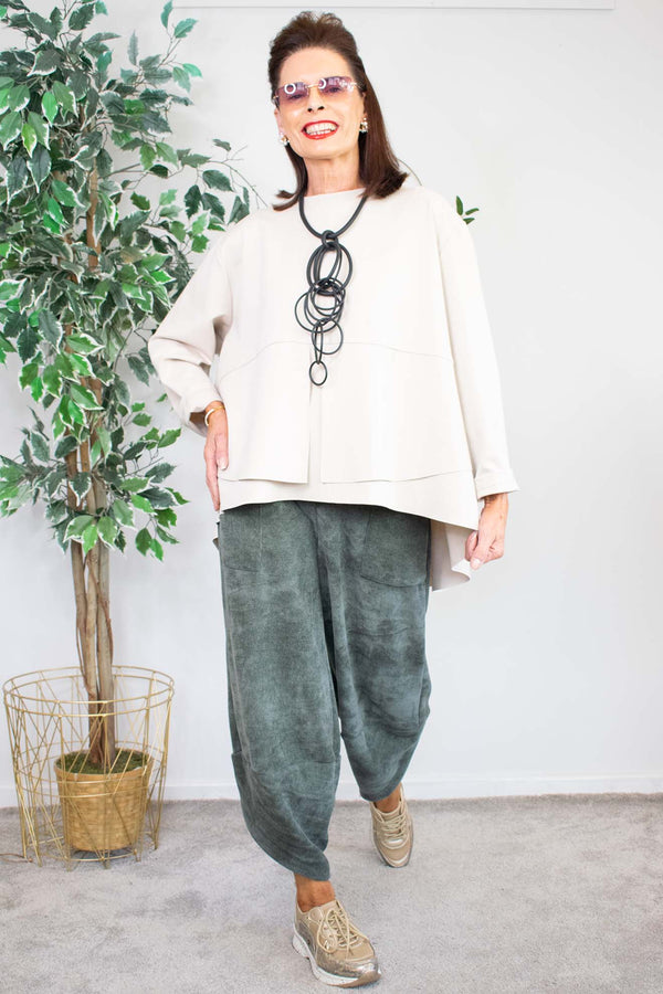 Chenille Cord Trouser in Khaki