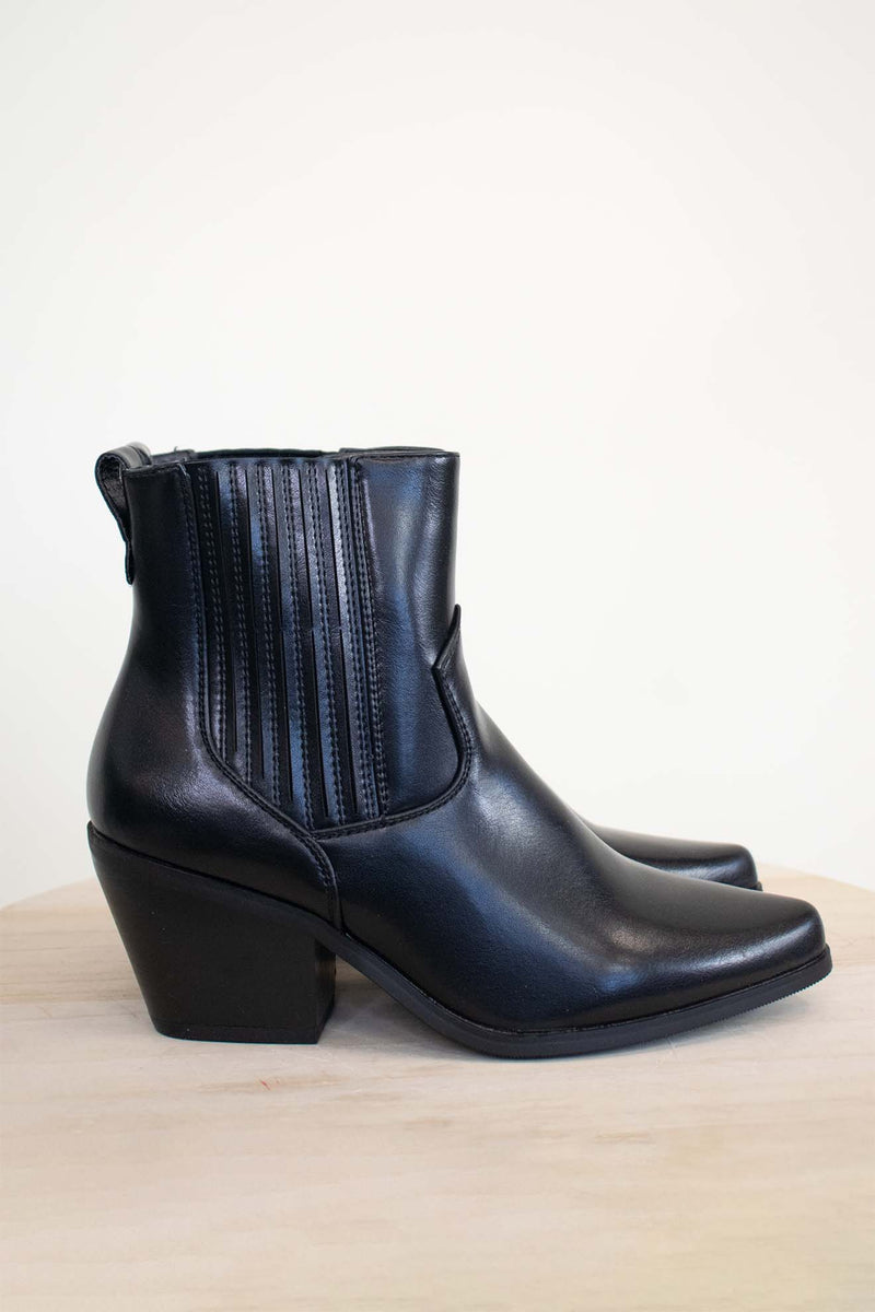 Cara Short Cowboy Boot in Classic Black