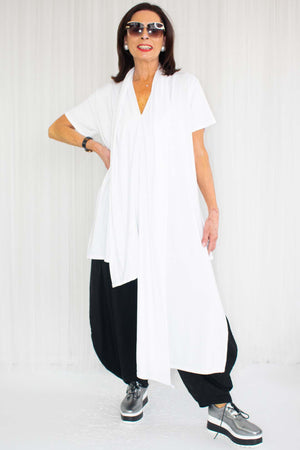 Rimini Cowl Neck Drape Top in White