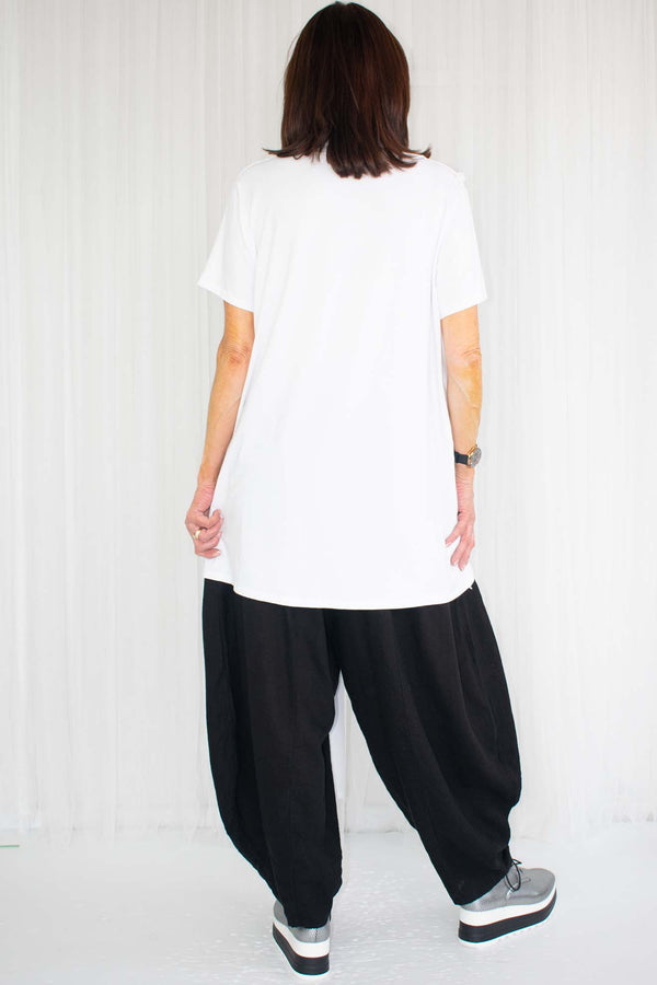Rimini Cowl Neck Drape Top in White