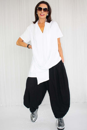Rimini Cowl Neck Drape Top in White
