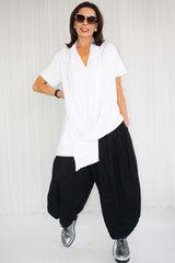 Tabitha Cowl Neck Drape Top in White