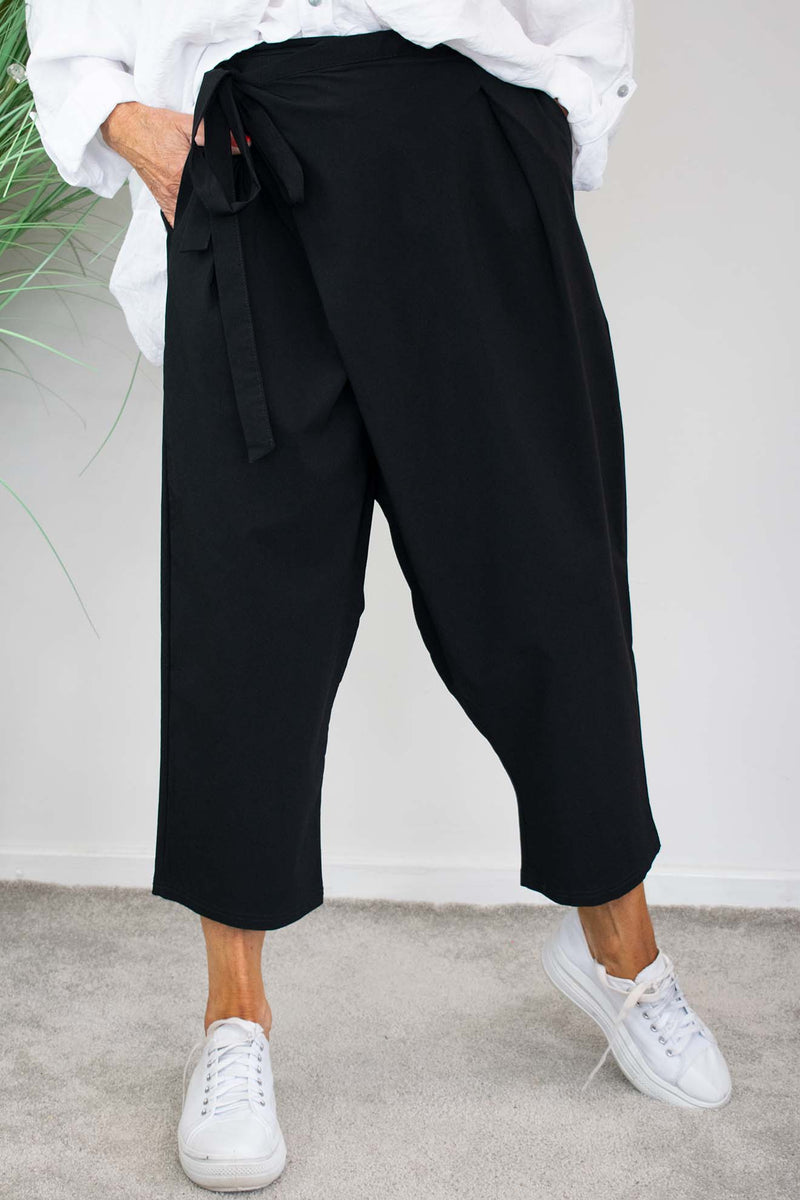 Aliya Wrap Style Trouser in Black