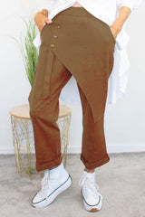 Harlow Button Detail Trouser in Camel