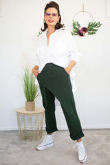 Harlow Button Detail Trouser in Khaki