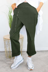 Harlow Button Detail Trouser in Khaki