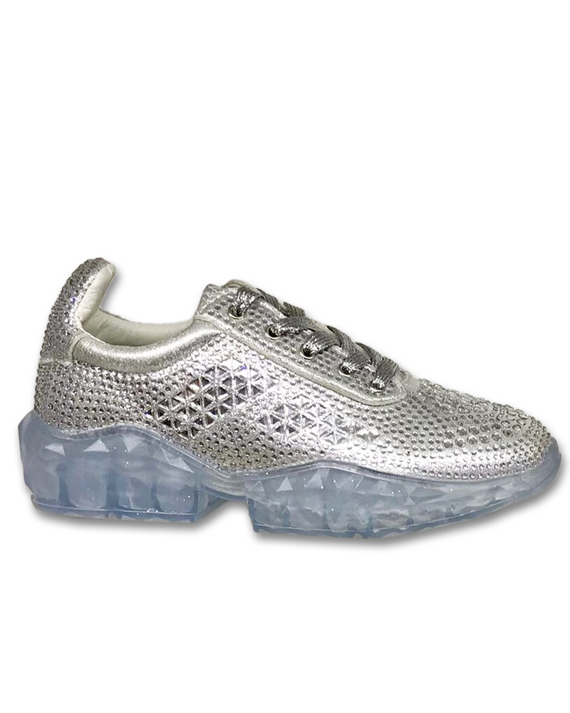 Sparkle Diamante Trainer in Silver