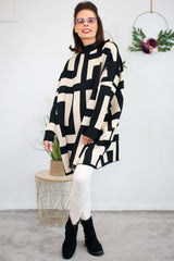 Hampton Swing Jumper in Beige and Black