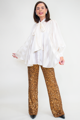Petrina Classy Pussy Bow Blouse in Pearl