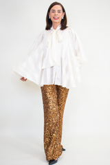 Petrina Classy Pussy Bow Blouse in Pearl