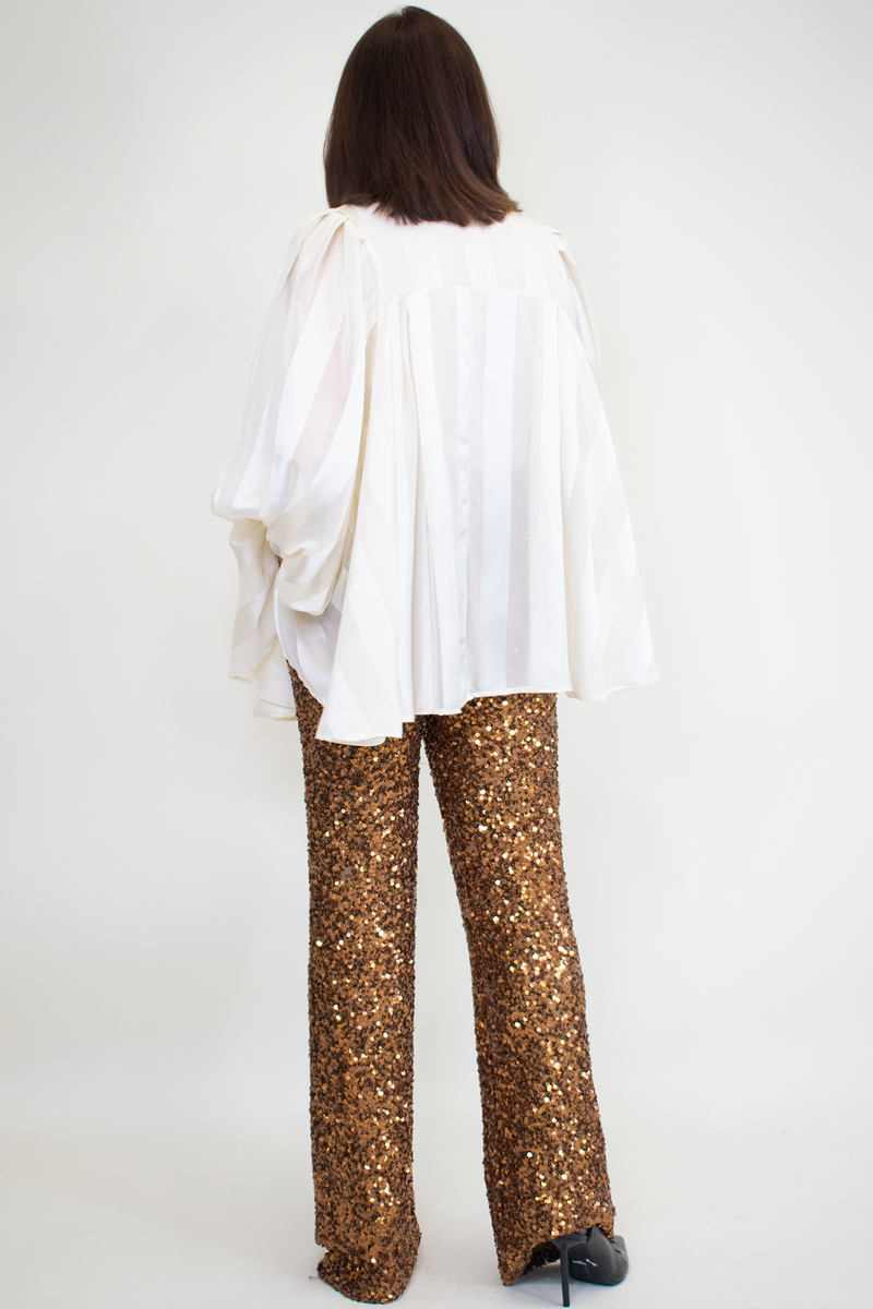 Petrina Classy Pussy Bow Blouse in Pearl