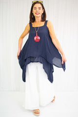 Sabatini Waterfall Top in Navy