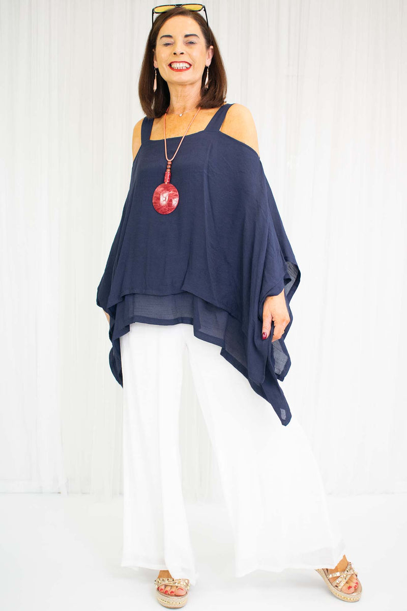 Sabatini Waterfall Top in Navy