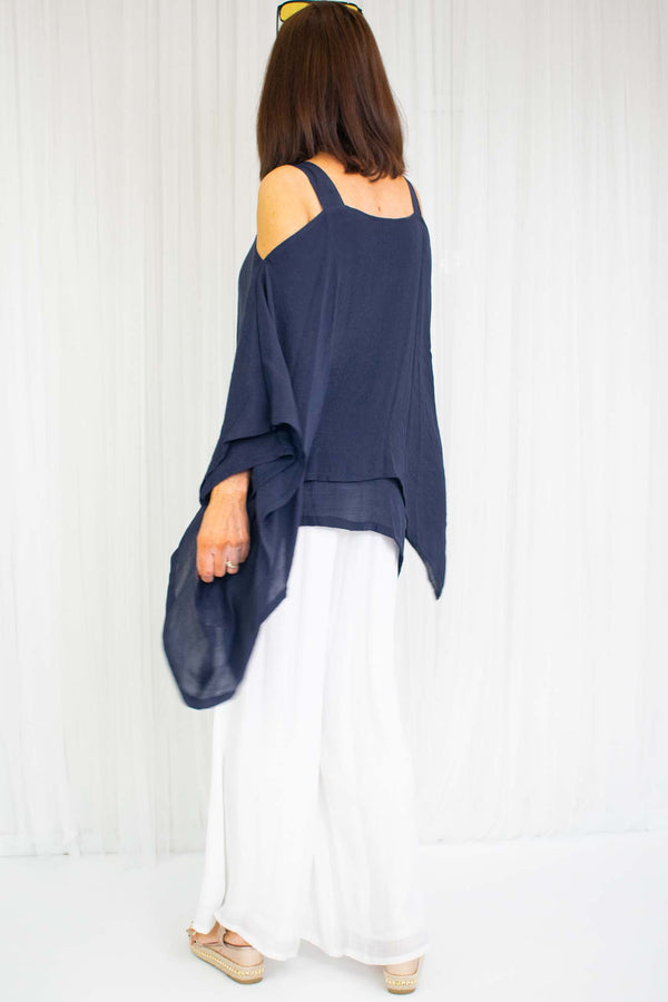 Capri Waterfall Top in Navy