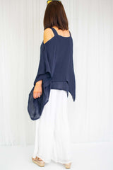 Sabatini Waterfall Top in Navy