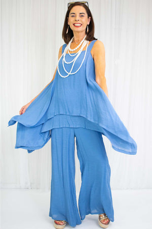 Capri Waterfall Top in Denim Blue - Bond Street Store