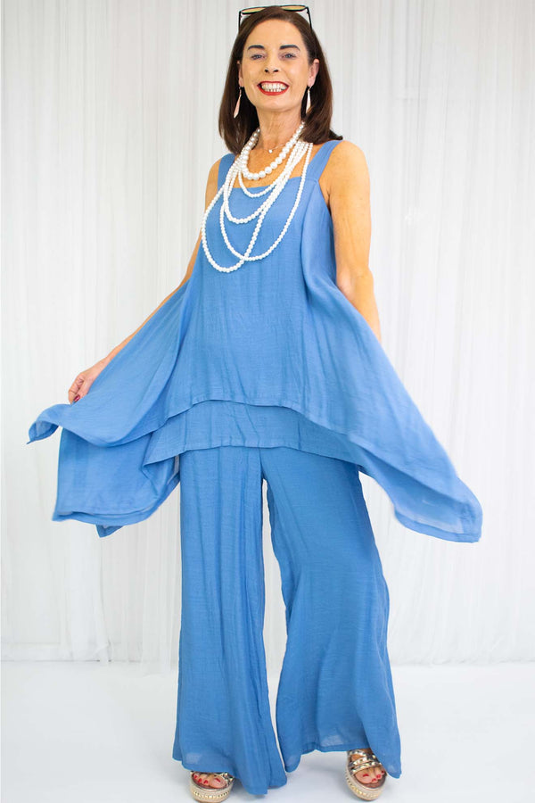 Capri Waterfall Top in Denim Blue - Bond Street Store