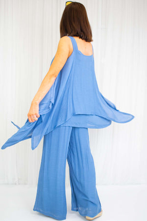 Capri Waterfall Top in Denim Blue - Bond Street Store