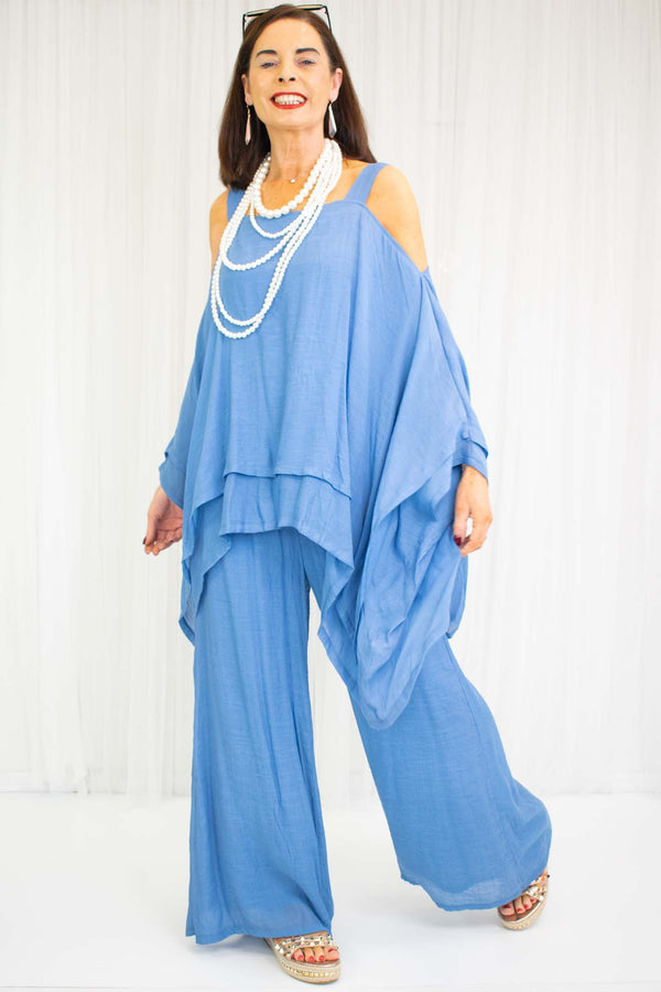 Capri Waterfall Top in Denim Blue - Bond Street Store