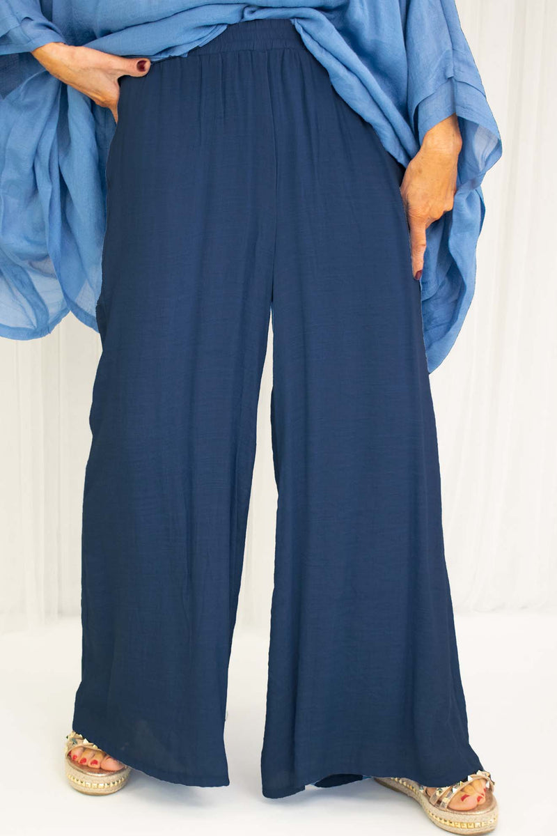 Sabatini Floaty Palazzo Trousers in Navy