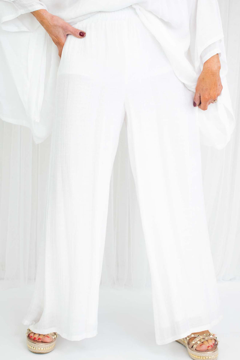 Sabatini Floaty Palazzo Trousers in Cream