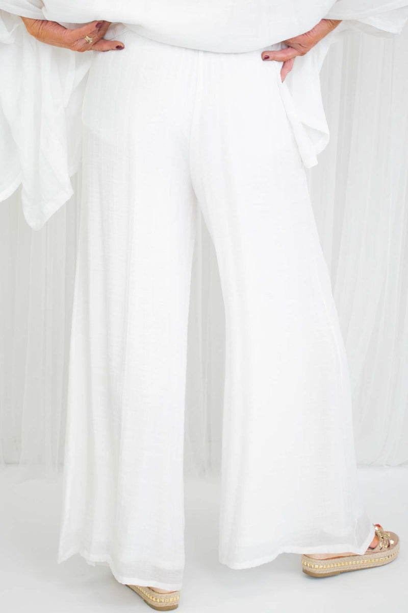 Sabatini Floaty Palazzo Trousers in Cream