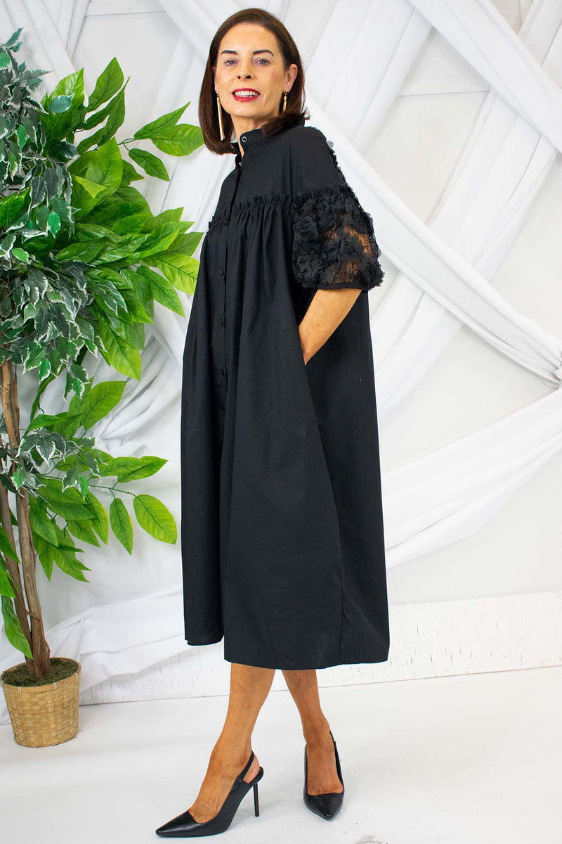 Luxury Gisele Lace Dress in Black