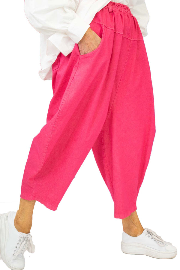 Isabella Canvas Cocoon Trouser In Fuchsia