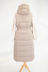 Naya Hooded Puffer Gilet with Quilted Design in Mocha