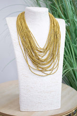 Lagenlook Bead Layered Necklace in Gold