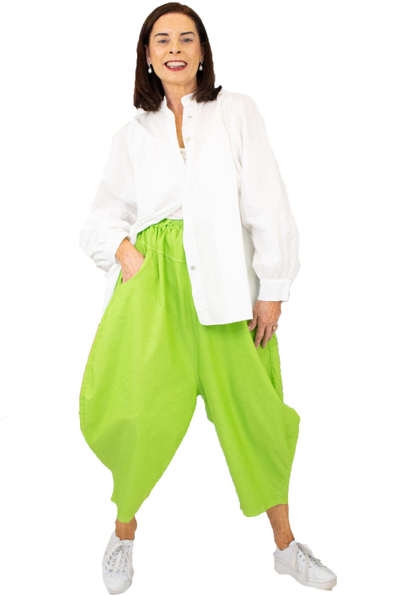 Isabella Canvas Cocoon Trouser In Citrus Lime