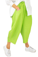 Isabella Canvas Cocoon Trouser In Citrus Lime