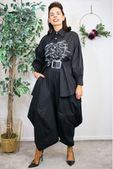 Luxury Heart Letter Shirt in Black