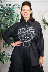 Luxury Heart Letter Shirt in Black