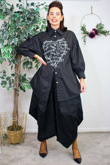 Luxury Heart Letter Shirt in Black