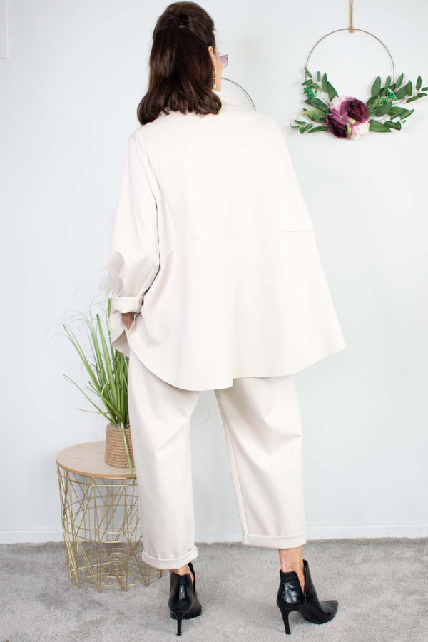 Scoop Waterfall Top in Light Beige