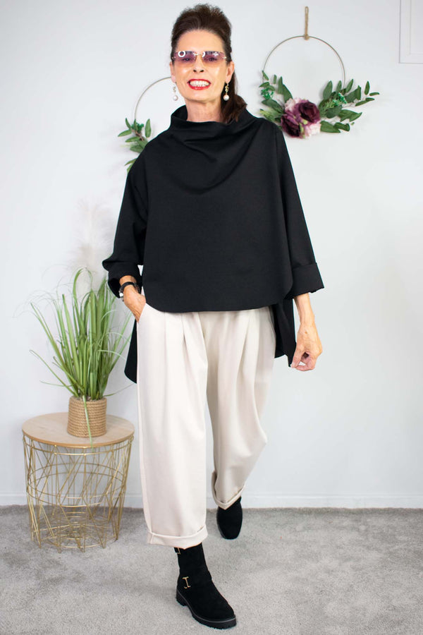 Scoop Waterfall Top in Black