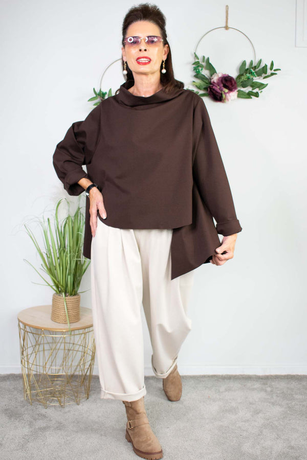 Scoop Waterfall Top in Chocolate